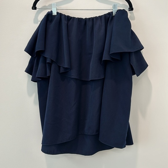 MLM Maison Off The Shoulder Blouse Top Navy Heritage Prep Preppy Resortwear Cute - Picture 5 of 10